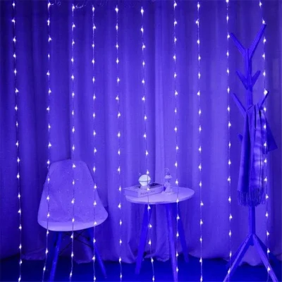Святкова гірлянда завісу "Штора" на вікно 200LED 3х2м колір Синій USB