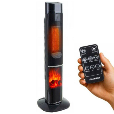 Колонний тепловентилятор Teesa 2000W з імітацією каміна