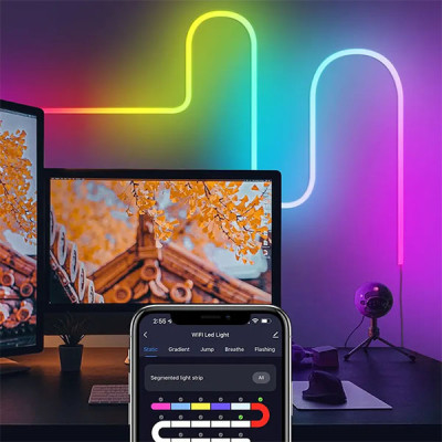 Розумна гнучка LED Neon RGB стрічка-шланг 3 метрів від USB управління режимами з телефону, Bluetooth додаток, пульт