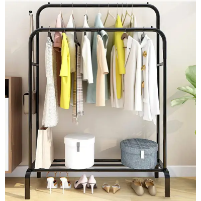 Подвійна стійка вішалка для одягу та полицею для взуття Double floor Hanger 110х150х57см
