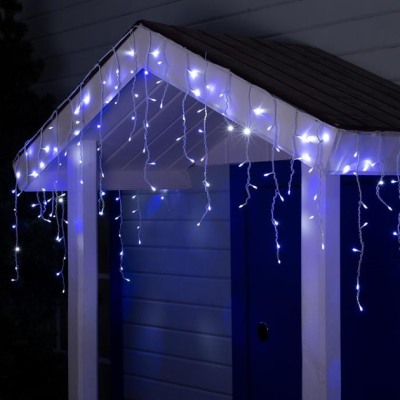Різнокольоровий Новорічна святкова гірлянда бахрома 120 Led прозорий провід 3х0.5 м Різнокольоровий Новорічна святкова гірлянда бахрома 120 Led прозорий провід 3х0.5 м