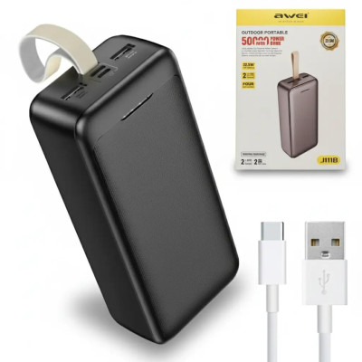 Мобільний акумулятор (Power Bank) AWEI J111B / Повербанк 50000 mAh 22.5W Мобільний акумулятор (Power Bank) AWEI J111B / Повербанк 50000 mAh 22.5W