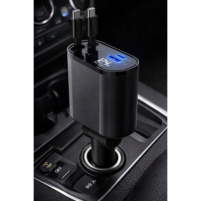 Автомобільний зарядний пристрій із швидкою зарядкою 4в1 Lightning / Type-C / USB