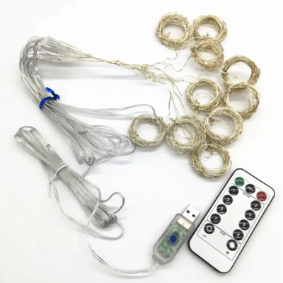 Світлодіодна гірлянда штора роса на дроті 3х2 м 200 LED пульт + USB Синій Світлодіодна гірлянда штора роса на дроті 3х2 м 200 LED пульт + USB Синій