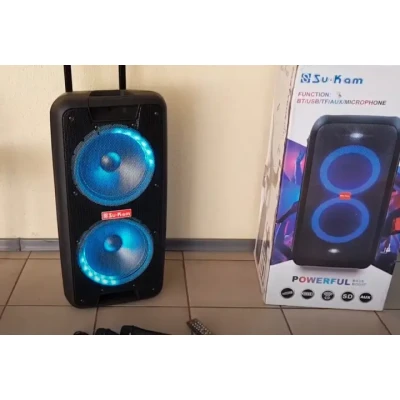 Портативна колонка Su-Kam 1010 + 2 мікрофони + BT 12v220v