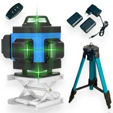 Лазерний 4D рівень акумуляторний -2 АКБ, 16 ліній, пульт дистанційного керування, цифровий дисплей, штатив, повний набір для встановлення, пластиковий кейс Лазерний 4D рівень акумуляторний -2 АКБ, 16 ліній, пульт дистанційного керування, цифровий дисплей, штатив, повний набір для встановлення, пластиковий кейс