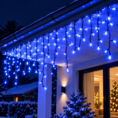 Вулична світлодіодна гірлянда 200 LED / Гірлянда-бахрома IP65 10 м Синій