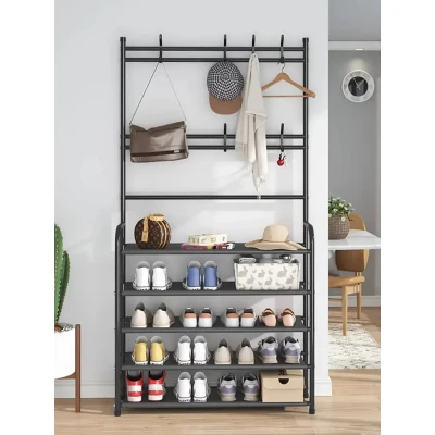 біла Універсальна вішалка для одягу New simple floor clothes rack 5 полиць