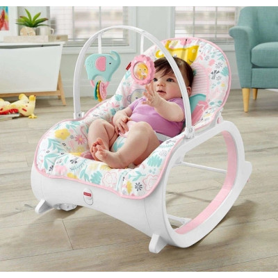 Дитяче крісло-гойдалка Fisher Price / Дитячий шезлонг з музичною підвіскою та регульованою спинкою