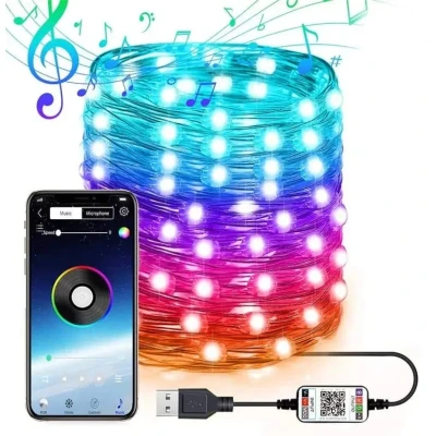 Новорічна розумна світлодіодна гірлянда Encora Xmas Lights, 100LED, 10М з керуванням через Bluetooth