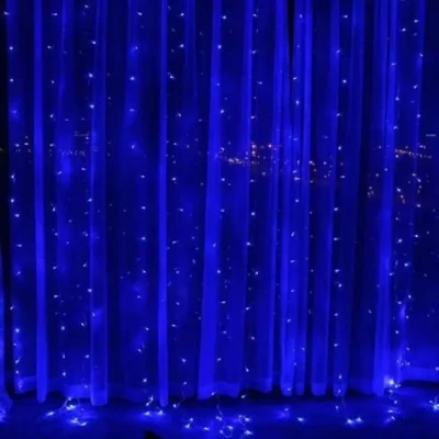 Світлодіодна гірлянда штора роса на дроті 3х2 м 200 LED пульт + USB Синій