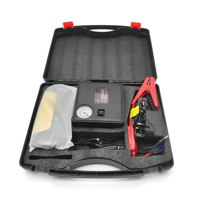 Автомобільний пускозарядний пристрій Jump Starter 9980 мАг з компресором у кейсі Автомобільний пускозарядний пристрій Jump Starter 9980 мАг з компресором у кейсі