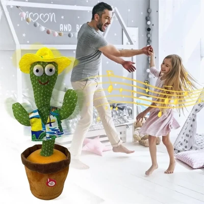 Яктус танцює, світло - музична іграшках, Dancing Cactus TikTok кактус у вазоні 34 см