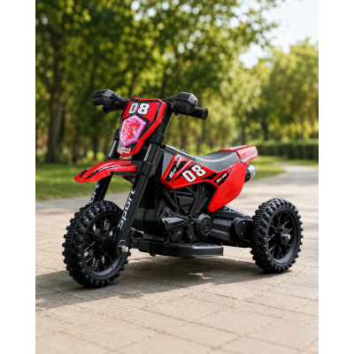Електромотоцикл для дітей Cool Mountain 26X-130 / Дитячий електро мотоцикл з LED-підсвічуванням та музикою Червоний