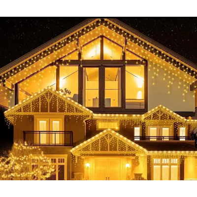 Різнокольоровий Новорічна святкова гірлянда бахрома 120 Led прозорий провід 3х0.5 м Різнокольоровий Новорічна святкова гірлянда бахрома 120 Led прозорий провід 3х0.5 м