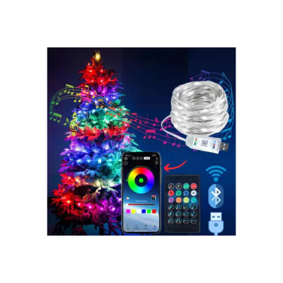 Світлодіодна розумна гірлянда Smart LED 20м IP65 з Bluetooth для ялинки від USB 20м Світлодіодна розумна гірлянда Smart LED 20м IP65 з Bluetooth для ялинки від USB 20м