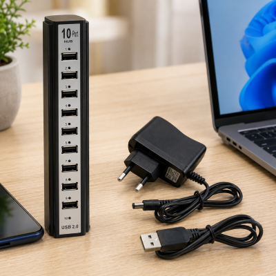 Мультифункціональний USB-хаб 10 в 1 / Розгалужувач USB HUB 10 портів 220V
