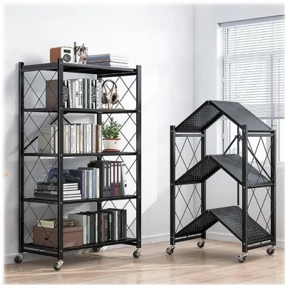 Стелаж мобільний чотириярусний універсальний розкладний з нержавіючої сталі