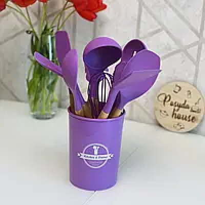 Набір силіконовий кухонного приладдя Kitchen Set RB-2239 рожевий (12 предметів)