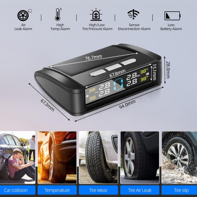 Система контролю тиску в шинах TPMS SOLAR + 4 зовнішні датчики Система контролю тиску в шинах TPMS SOLAR + 4 зовнішні датчики