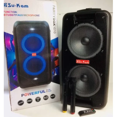 Портативна колонка Su-Kam 1010 + 2 мікрофони + BT 12v220v