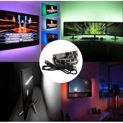 Стрічка світлодіодна RGB 5050 2м з пультом для підсвічування телевізора, монітора, меблів від USB