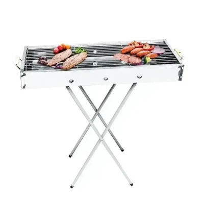 Переносний мангал барбекю гриль BARBECUE TRAY 770SS MD-008 70х30х70 см з решіткою, металевий портативний мангал