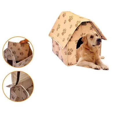 Бежевий М'який переносний будиночок для собак Portable Dog House