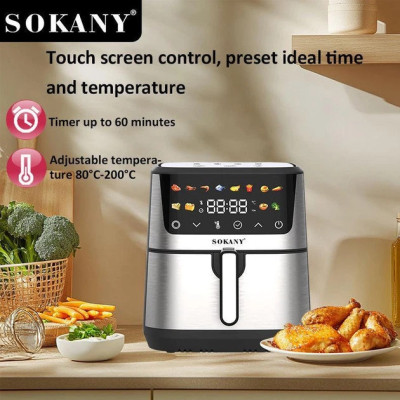 Аерофритниця електрична Sokany SK-10066 Електрична фритюрниця без олії з таймером / Аерогриль 9.5 л 2400 Вт