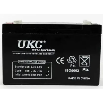 Акумуляторна батарея agm UKC WST-10 6V 10Ah акумулятор для УПСа, акумулятор до дитячого електромобіля