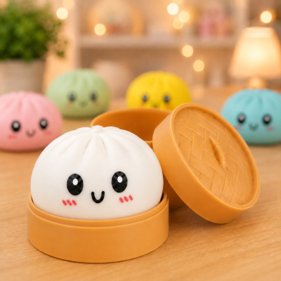 Антистрес-іграшка Squishy «Пельмешка» у коробочці / Сквіш бао-булочка, пельмень 5,5 см / Іграшка антистрес сквіш Squishy Dumpling