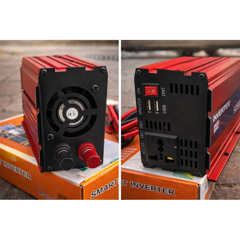 Автомобільний інвертор з 12V/24V на 220V 5000W LCD SMART / Перетворювач напруги