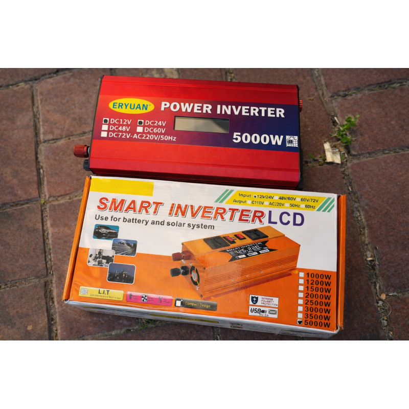 Автомобільний інвертор з 12V/24V на 220V 5000W LCD SMART / Перетворювач напруги