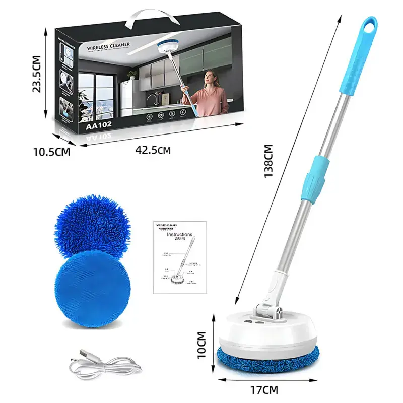 Бездротова акумуляторна швабра з двома насадками Wireless Cleaner AA102 /Акумуляторна швабра для дому