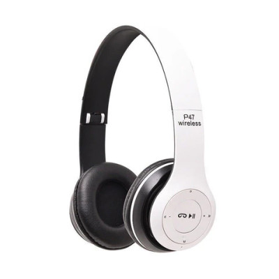 Білі Бездротові Навушники Wireless P-47 Bluetooth + MicroSD + FM Радіо