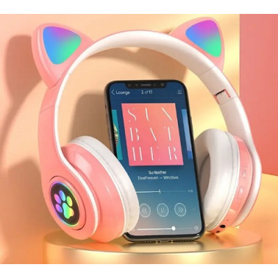 Бездротові навушники з котячими вушками (рожевий)