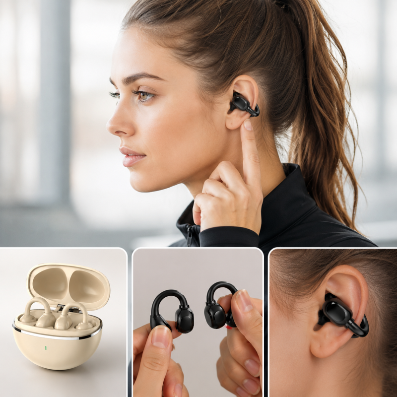 Бездротові спортивні навушники із затискачем на вухо Bluetooth 5.4