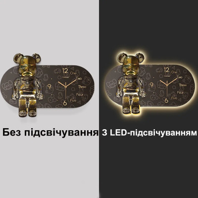Годинники настінні овальні "Ведмедик" з LED підсвічуванням (NCH-40-60)
