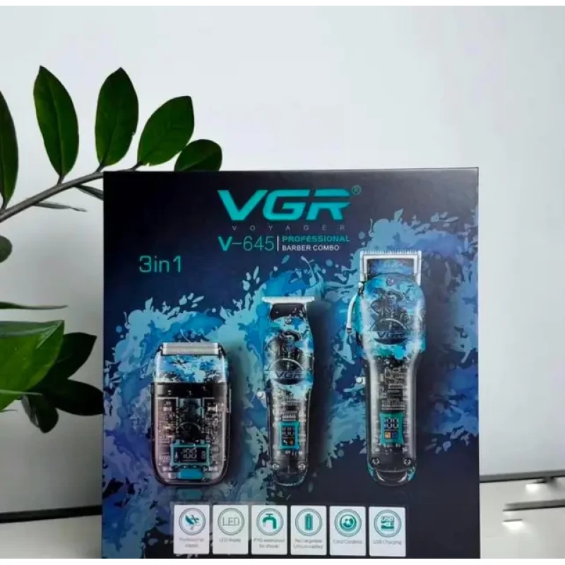Професійний набір 3в1 VGR V-645 тример, машинка для стрижки волосся та електробритва