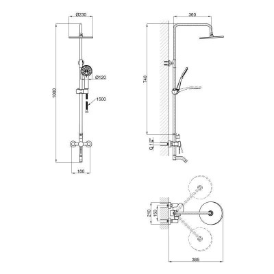 Душова система shower head AND YLN99105H