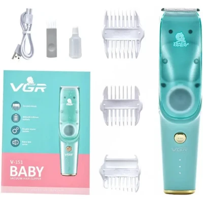 Безшумна машинка для стрижки дітей та немовлят VGR Baby V-151, Бездротовий тример 3 насадки з витяжкою