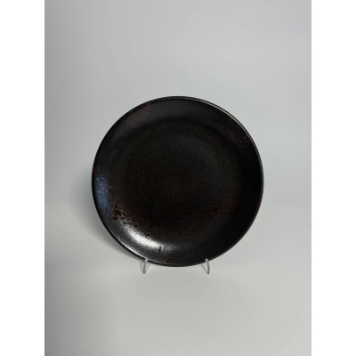Керамічна тарілка з темним фактурним візерунком 21 см