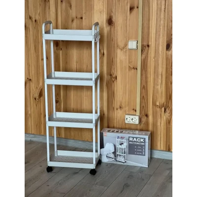 Етажерка на колесах 4 полиці біла підлогова Storage rack AND906