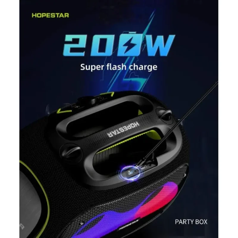 Бездротова Bluetooth колонка HOPESTAR PARTYBOX, 120 ВТ із двома мікрофонами