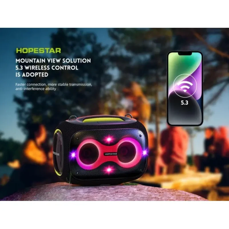 Бездротова Bluetooth колонка HOPESTAR PARTYBOX, 120 ВТ із двома мікрофонами