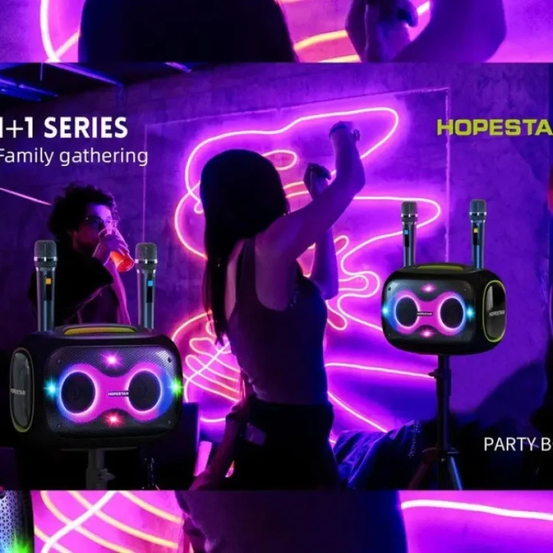 Бездротова Bluetooth колонка HOPESTAR PARTYBOX, 120 ВТ із двома мікрофонами