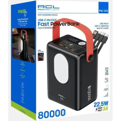 Портативний зарядний пристрій ACL PW-143 Fast PowerBank 80000 мАг