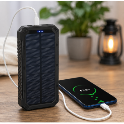Павербанк Solar 50000 mAh / Портативний акумулятор / Сонячний повербанк з ліхтариком