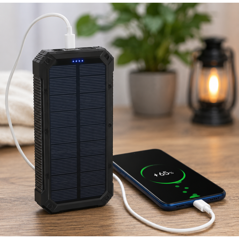 Павербанк Solar 50000 mAh / Портативний акумулятор / Сонячний повербанк з ліхтариком