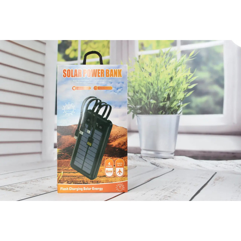Павербанк Solar Power Bank із сонячною батареєю + ліхтарик 20000 mAh